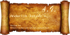 Anderlik István névjegykártya